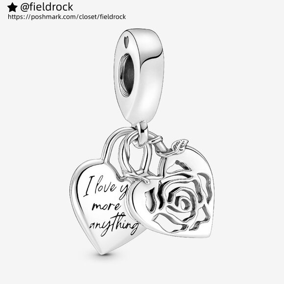 Pandora Rose Heart Padlock Dangle Charm - Picture 1 of 6